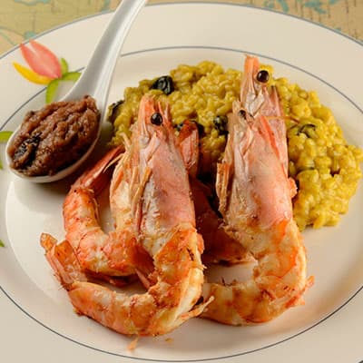 Camarões com Curry e Arroz
